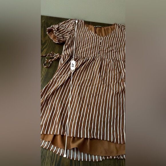 Loft striped dress with side ties boho Women’s size 4 V-neck - Picture 15 of 16